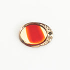 Vintage 7.5mm x 10mm Red/Gold Oval Mirror With Beaded Edge #XS52-E-2