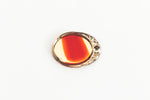 Vintage 7.5mm x 10mm Red/Gold Oval Mirror With Beaded Edge #XS52-E-2