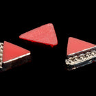Vintage 8mm Red Triangle With Gunmetal Beaded Edge #XS52-G