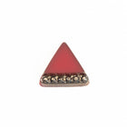 Vintage 8mm Red Triangle With Gunmetal Beaded Edge #XS52-G