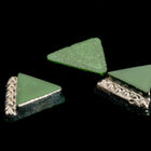 Vintage 8mm Green Triangle With Gunmetal Beaded Edge #XS52-H