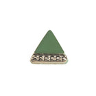 Vintage 8mm Green Triangle With Gunmetal Beaded Edge #XS52-H