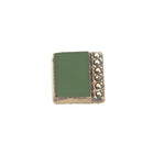 Vintage 7mm Green Square With Gunmetal Beaded Edge #XS52-I