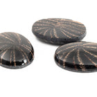 Vintage 13mm x 18mm Black Oval Cabochon with Copper Rays #XS53-D