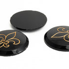 Vintage 20mm Black/Gold Fleur de Lis Round Cabochon #XS53-G