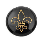 Vintage 20mm Black/Gold Fleur de Lis Round Cabochon #XS53-G