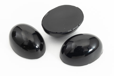 Vintage 13mm x 18mm Black High Dome Oval Cabochon #XS54-F
