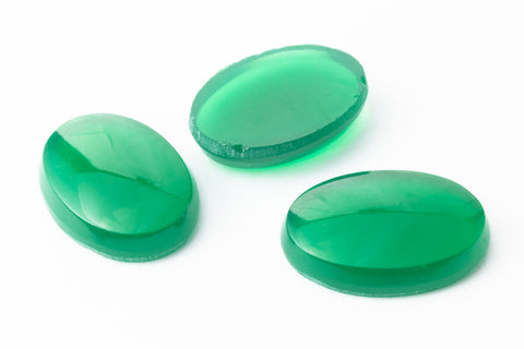 Vintage 13mm x 18mm Green Oval Flat Cabochon #XS59-D