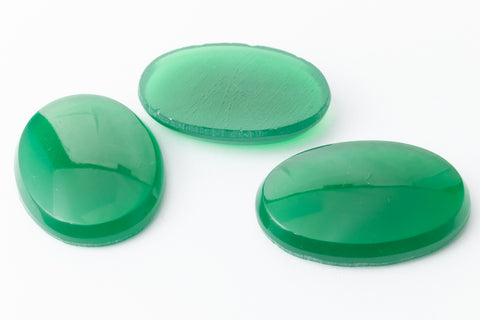 Vintage 18mm x 25mm Green Oval Flat Cabochon #XS59-E