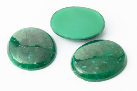 Vintage 12mm x 14mm Green Low Dome Oval Cabochon #XS61-A