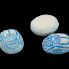 Vintage 6mm x 8mm White/Blue Scarab Cabochon #XS81-G
