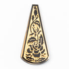 Vintage 18mm x 42mm Black/Gold Rose Drop Pendant #XS82-E