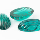 Vintage 10mm x 18.5mm Teal Green Deco Ridge Oval Cabochon #XS86-F-1