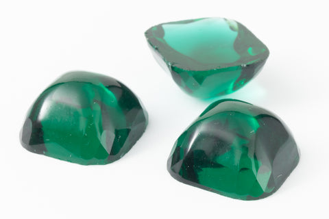 Vintage 14mm Emerald High Dome Square Cabochon #XS86-G