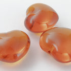 Vintage 15mm Amber Half Drilled Heart Bead #XS87-A