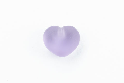 Vintage 6mm Frosted Light Amethyst Half Drilled Heart Bead #XS87-E