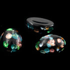Vintage 6mm x 8mm Black Confetti Oval Cabochon #XS88-B