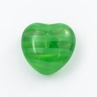 Vintage 14mm Leaf Green Stripe Half Drilled Heart Bead #XS89-E