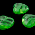 Vintage 14mm Leaf Green Stripe Half Drilled Heart Bead #XS89-E