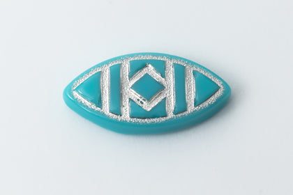 Vintage 9mm x 18mm Aqua/Silver Navette Cabochon #XS97-B-1