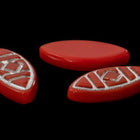 Vintage 7mm x 15mm Red/Silver Navette Cabochon #XS97-E-2