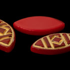Vintage 9mm x 18mm Red/Gold Navette Cabochon #XS97-E-3