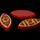Vintage 7mm x 15mm Red/Gold Navette Cabochon #XS97-E-4