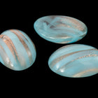 Vintage 10mm x 13.5mm Rose Gold/Sky Blue Stripe Oval Cabochon #XS99-F