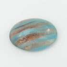 Vintage 10mm x 13.5mm Rose Gold/Sky Blue Stripe Oval Cabochon #XS99-F