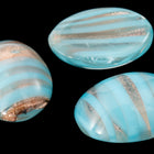Vintage 13mm x 18mm Rose Gold/Sky Blue Stripe Oval Cabochon #XS99-H