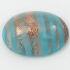 Vintage 13mm x 18mm Rose Gold/Sky Blue Stripe Oval Cabochon #XS99-H