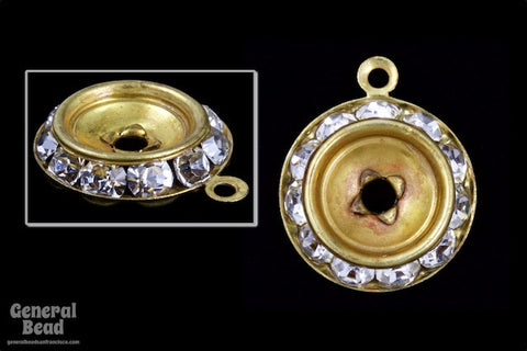 14mm Brass Setting with Rhinestones and Loop-General Bead