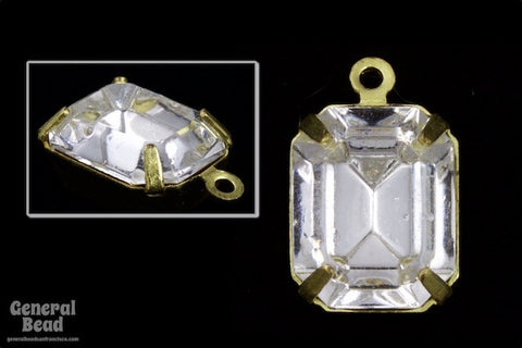 8mm x 10mm Crystal/Brass Rectangle Pendant-General Bead