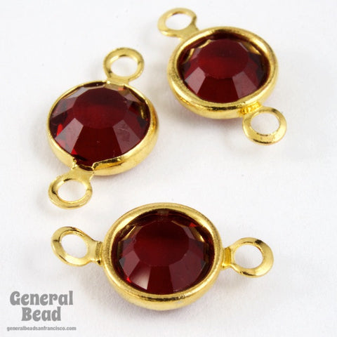 6mm Gold/Siam Rhinestone Connector-General Bead