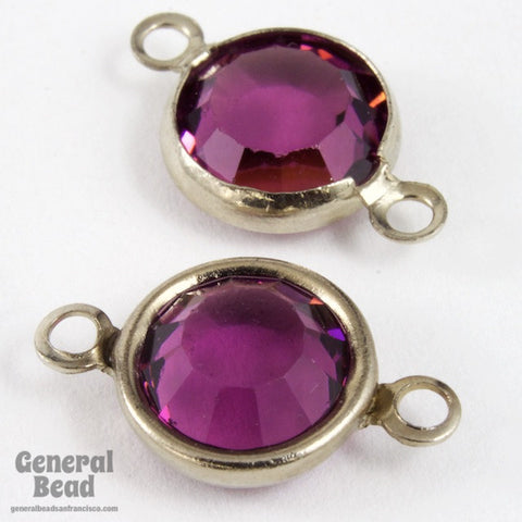 39ss Silver/Amethyst Rhinestone Connector-General Bead