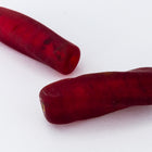 8mm x 28mm Vintage Venetian Matte Gold Lined Ruby Twist Bead #XVB004-General Bead