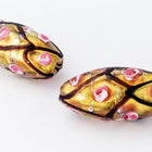 32mm x 15mm Vintage Venetian Gold Foil Floral Oval Bead #XVB008-General Bead