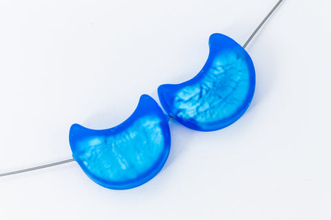 12mm x 20mm Vintage Venetian Silver Foil Blue Moon Bead #XVB020-General Bead