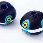 22mm x 16mm Vintage Venetian Cobalt Melon Eyes Bead #XVB027-General Bead