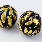 16mm Vintage Venetian Gold Foil Round Bead #XVB031-General Bead