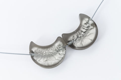 12mm x 20mm Vintage Venetian Silver Foil Gray Moon Bead #XVB052-General Bead