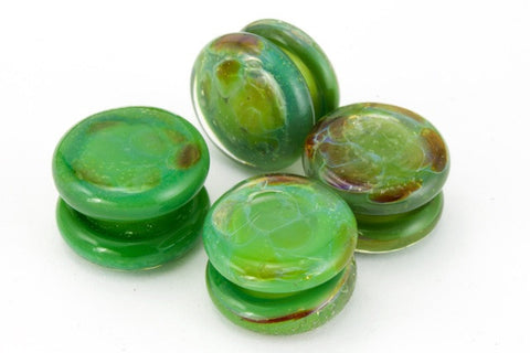 10mm Opaque Marbled Leaf Green Yoyo Bead #YOYO8-General Bead